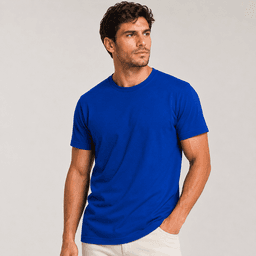 Polera Manga Corta Algodon Cuello Redondo Clasica Hombre Premium Azul Electrico S