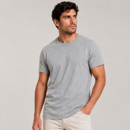 Polera Manga Corta Algodon Cuello Redondo Clasica Hombre Premium Gris XL