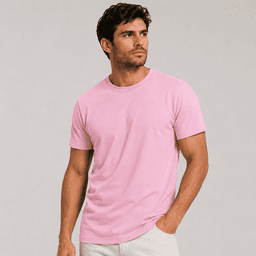 Polera Manga Corta Algodon Cuello Redondo Clasica Hombre Premium Rosado L