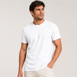 Polera Manga Corta Algodon Cuello Redondo Clasica Hombre Premium Blanco L