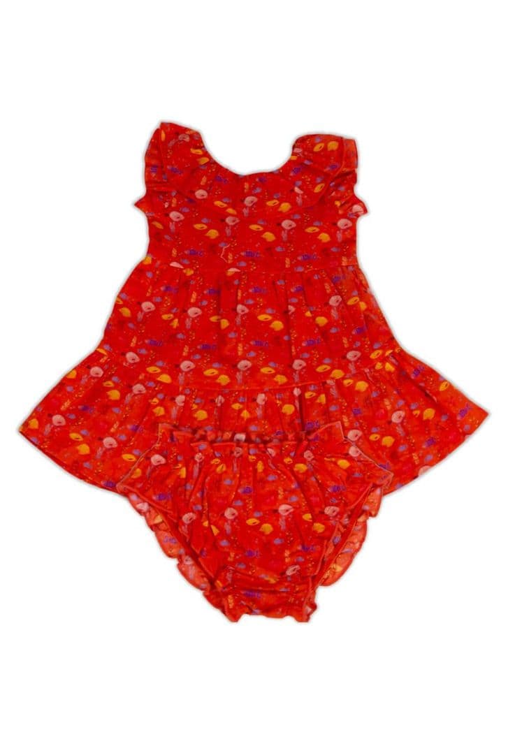 Vestido Bebe Nina Naranja Pillin Naranjo 3A