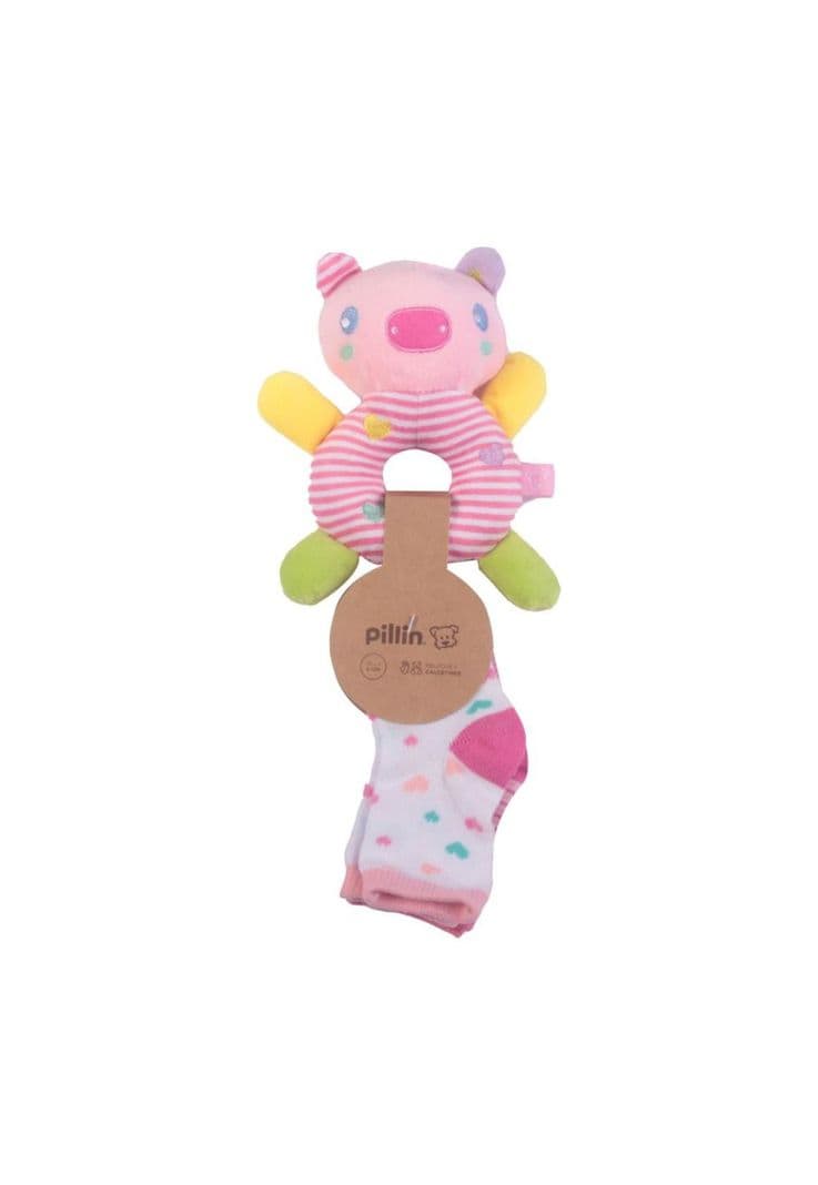 Calcetin peluche Bebe Nina Rosado Pillin 6 A 9 Meses