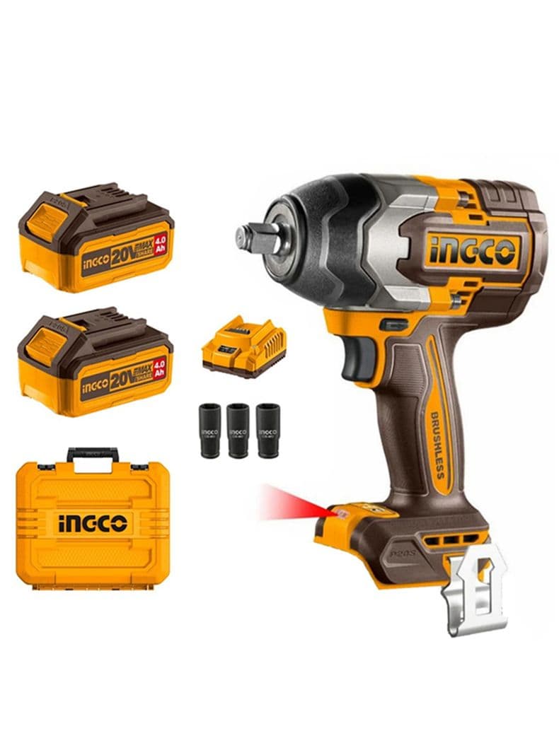 Taladro Pistola Llave Impacto 20v 2bat+ Carg 850nm Ingco
