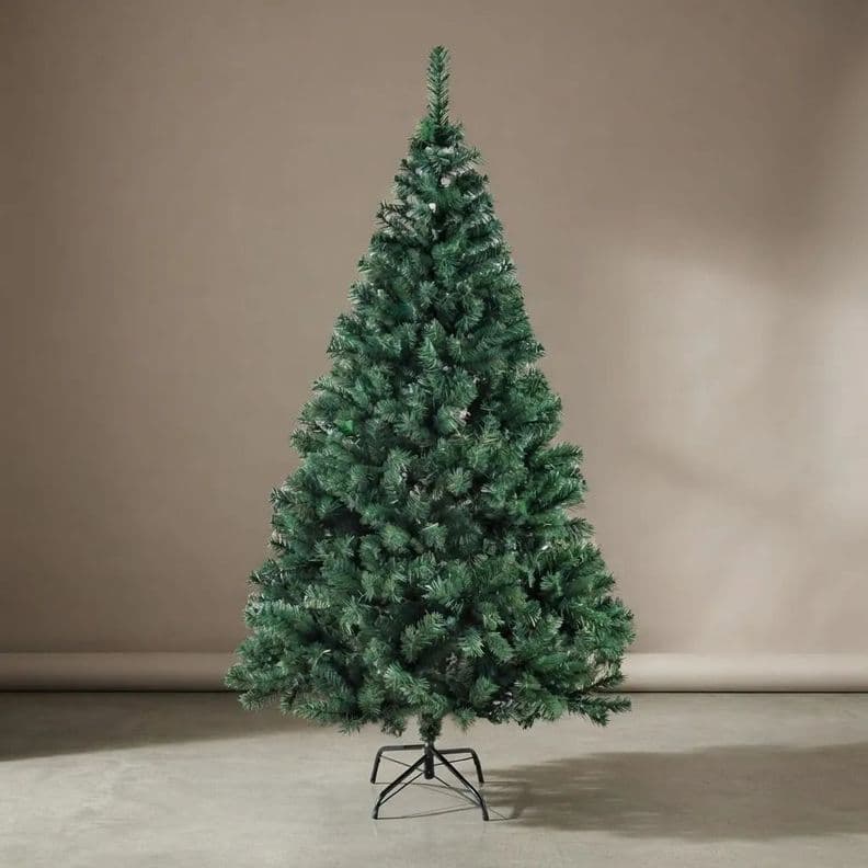 Arbol De Navidad Frondoso Artificial 150 Cm Verde Con Base Verde