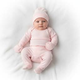 AJUAR ALGODON BEBE 5 PIEZAS Rosado 0 A 3 Meses