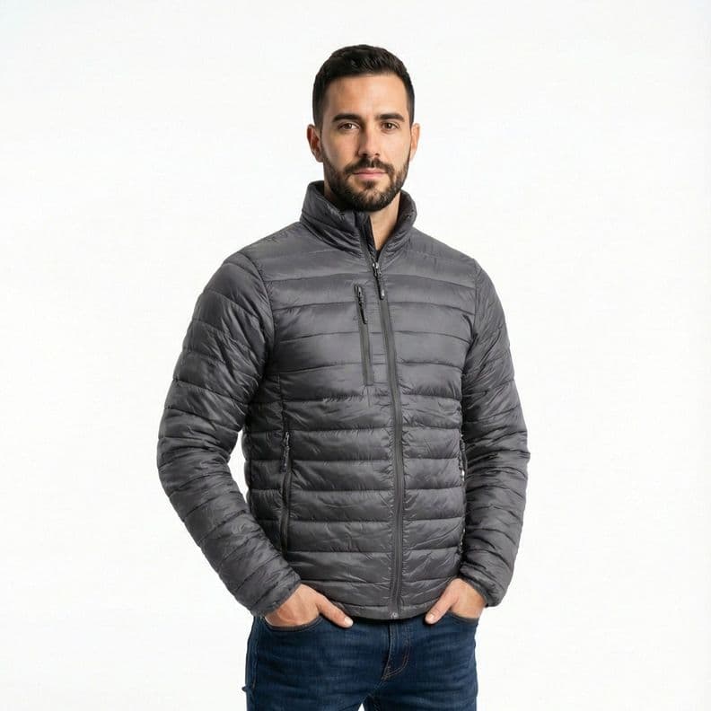 Parka Termica Ultraliviana Hombre Light Abrigo Invierno Gris XXL