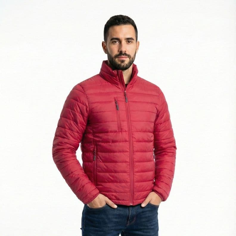 Parka Termica Ultraliviana Hombre Light Abrigo Invierno Rojo S