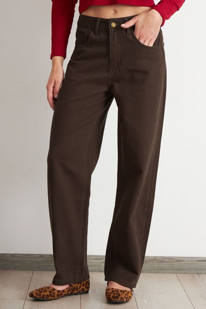 Jeans Rectos Tiro Alto Cafe Nicopoly 36