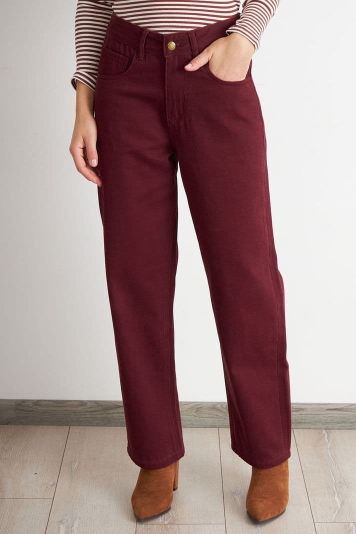 Jeans Rectos Tiro Alto Oxido Nicopoly Ladrillo 40