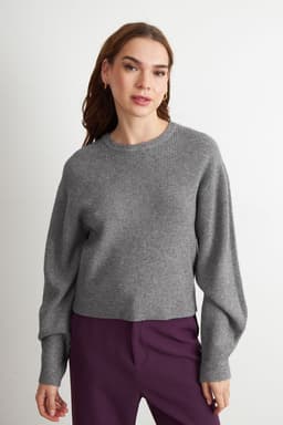 Sweater Jaspeado Cuello Redondo Gris Nicopoly M