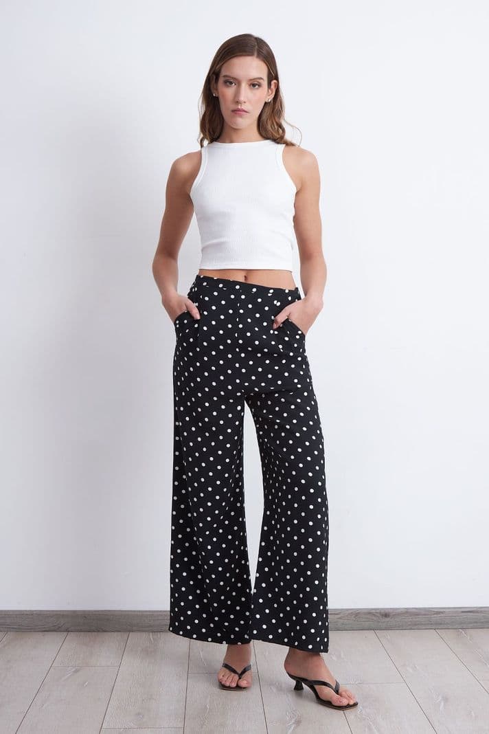 Pantalon Rectos Puntos Negro Nicopoly XL