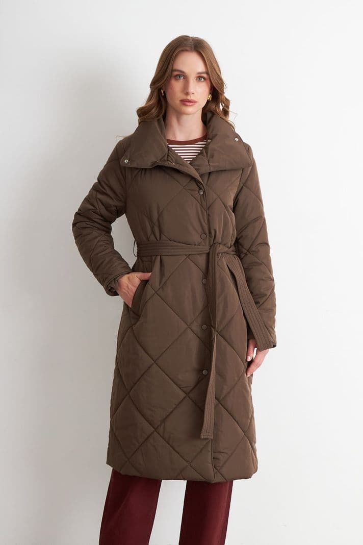 Parka Acolchada con Cinturon Lazo Cafe Nicopoly XL