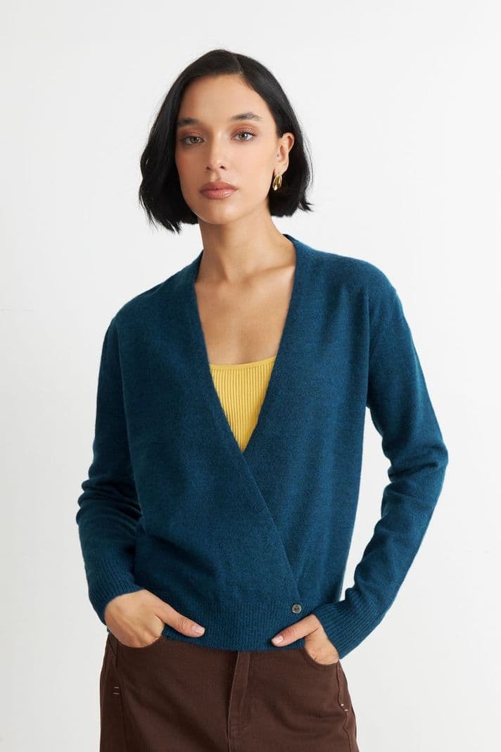 Sweater Cruzado con Botones Azul Nicopoly XL