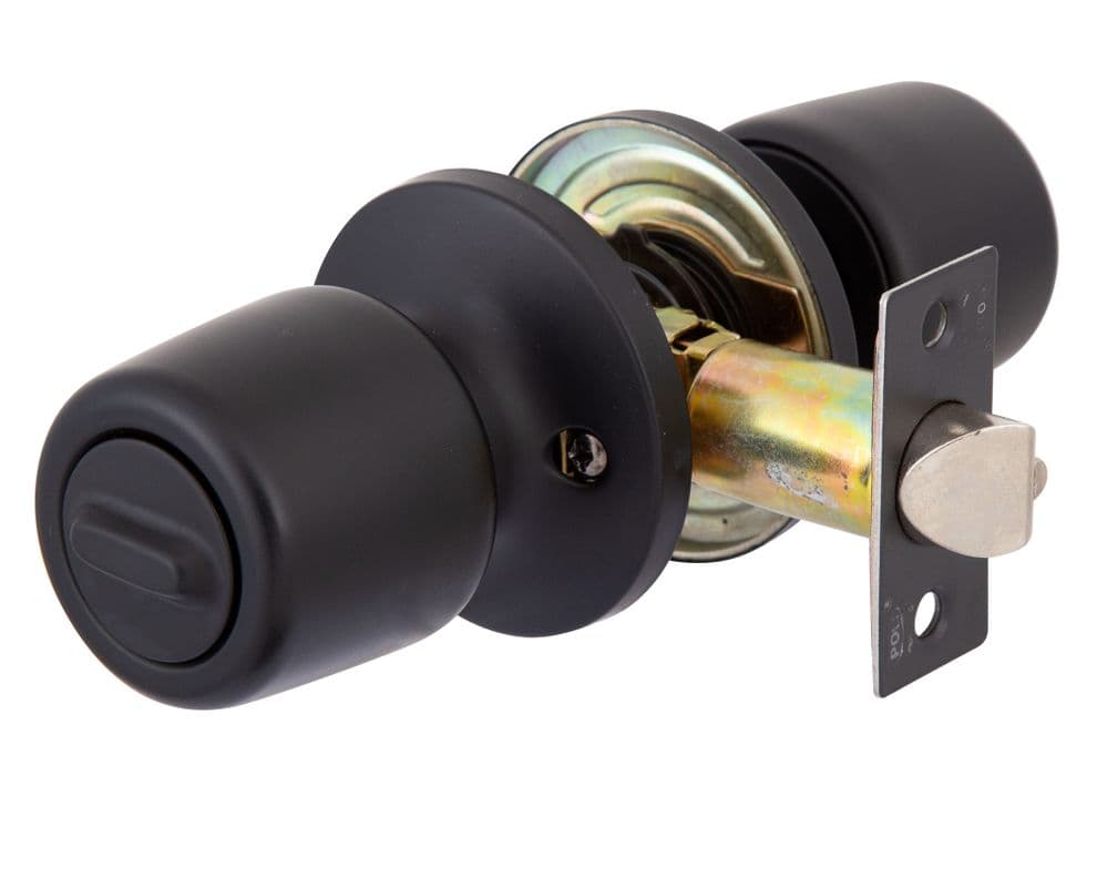 Cerradura tubular pomo bano/dormitorio 8000 negro Poli