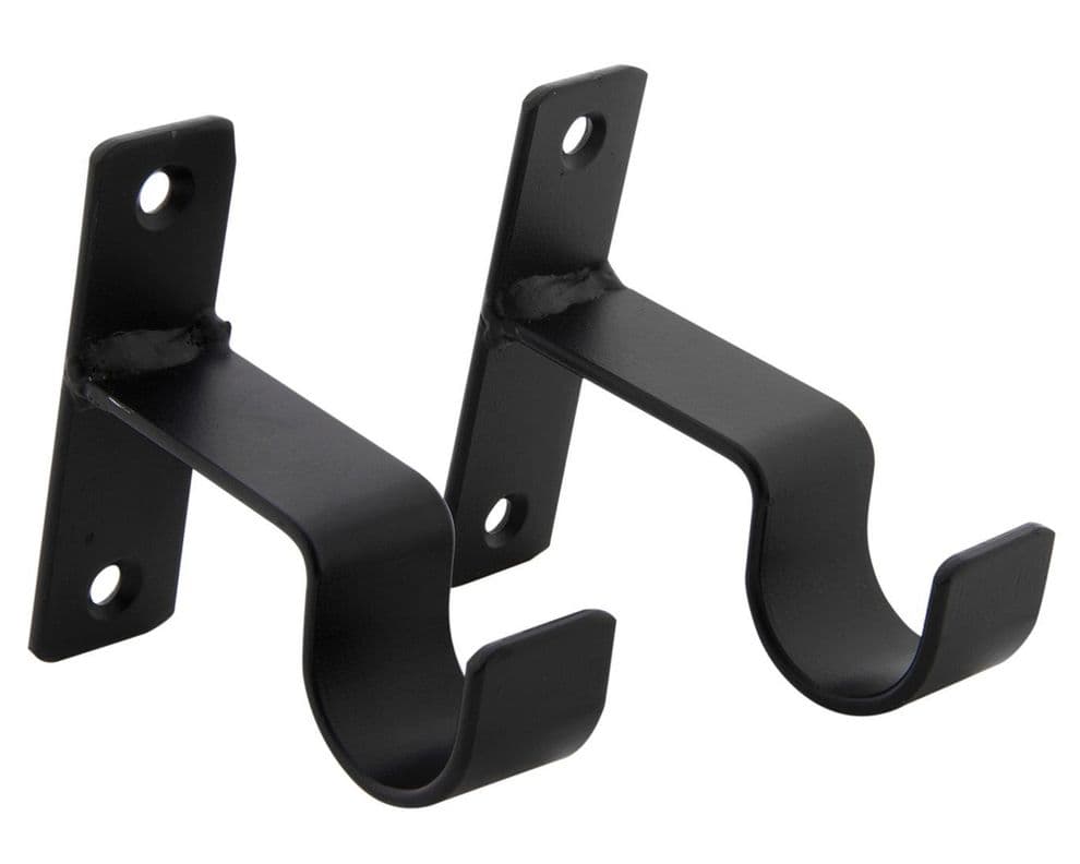 Soporte cortina simple para muro fierro 1'' 2un negro