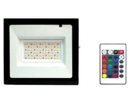 Reflector LED con control remoto 50W 16.5 cm luz RGB negro