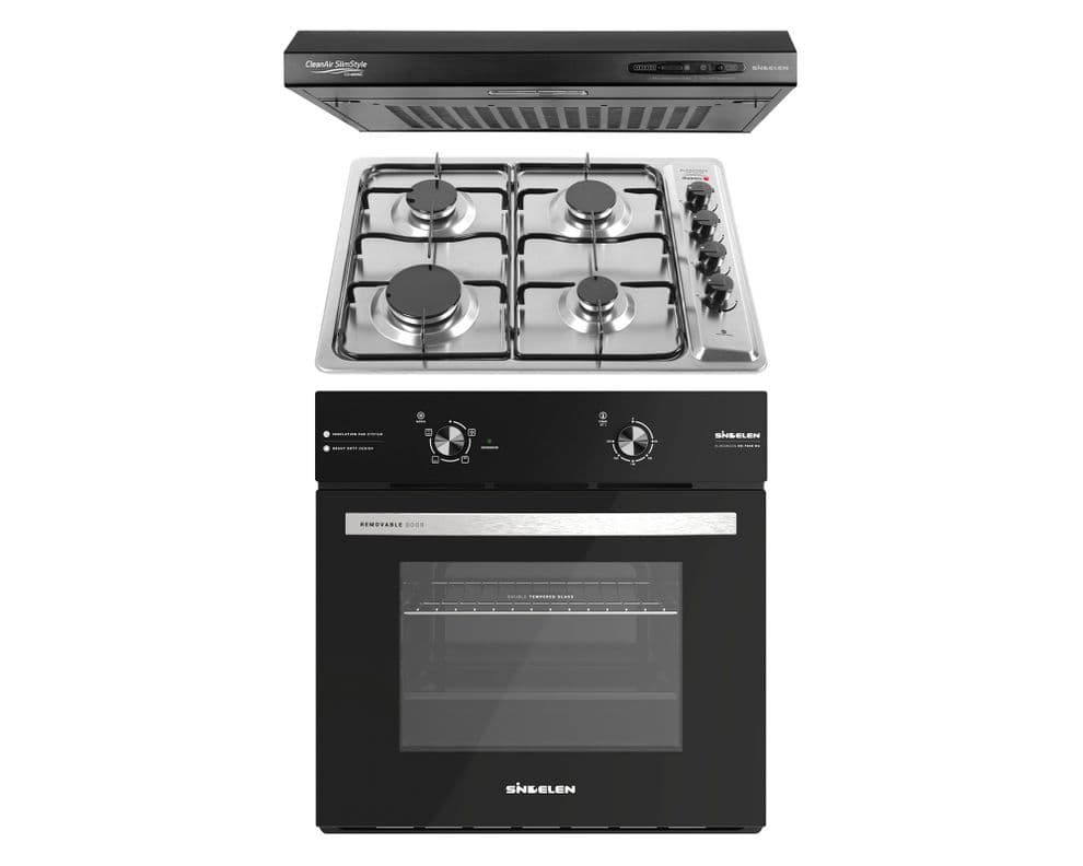 Kit empotrable 157 campana + encimera 4 quemadores + horno 59 lt.