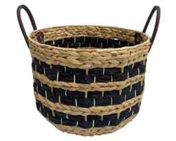Canasto Fibra natural Lineas negras 38 cm