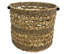 Canasto Fibra natural Asa madera 35 cm