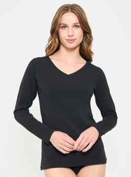 Camiseta Algodon Premium Escote en V Negro L