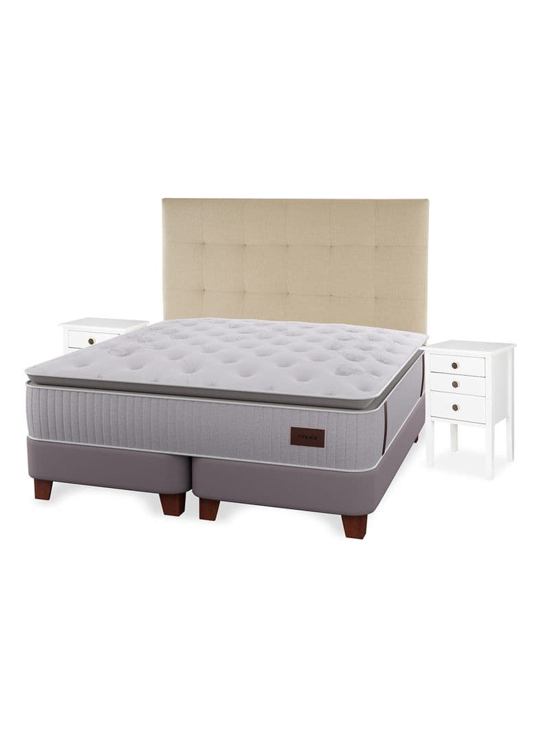 Cama Europea Heritage Super King 200x200 cm + Respaldo Crudo + Vel Roma