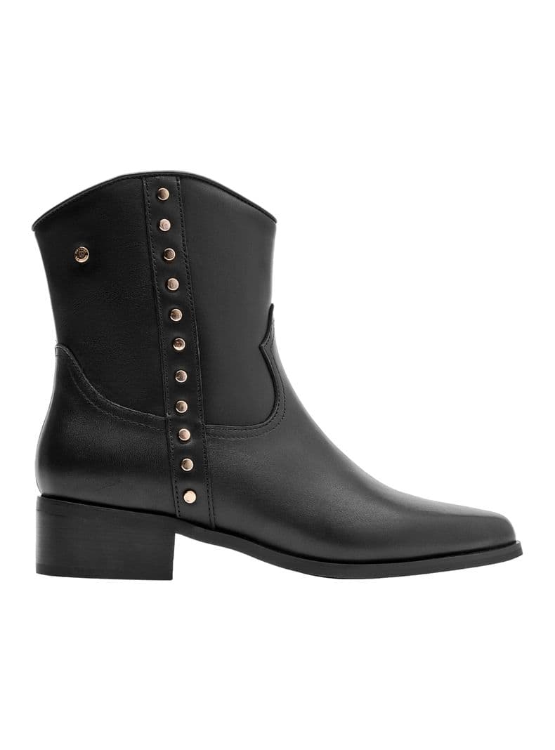 Botin Tachas al Costado y en Punta Cuero Mujer Negro 36