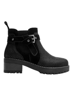 Botin Cuero Texturizado Brm0203 Mujer Negro 35
