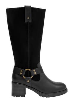 Bota Brm0272 Dos Texturas Cuero Mujer Negro 35