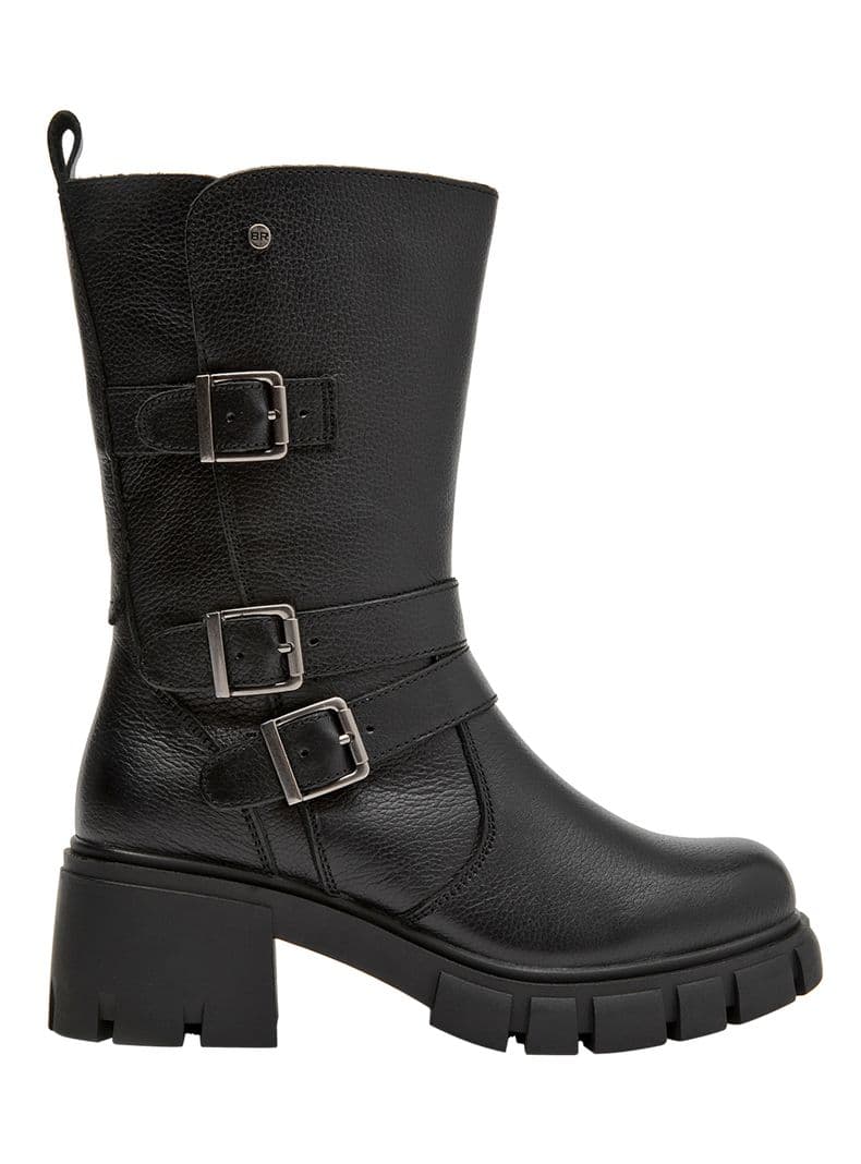 Bota Brm0280 Larga Taco Cuadrado Cuero Mujer Negro 37