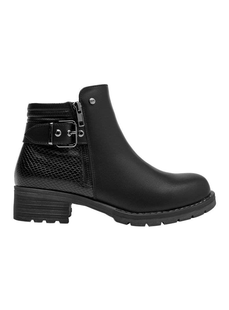 Botin Brm0345 Multi Textura Cuero Mujer Negro 36