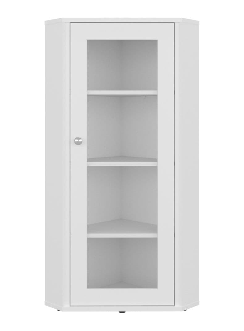 Vitrina Esquinera Blanca Genova 1 Puerta Vidrio Blanco