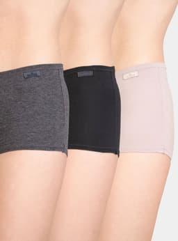 Pack 3 Pantaleta Alta Cobertura y Soporte Algodon Gris M
