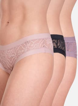 Pack 3 Pantaleta Encaje Borde Elastico Suave Rosado S