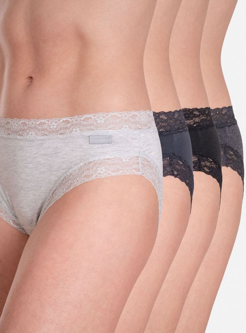 Pack 5 Bikini Algodon Encaje Negro L