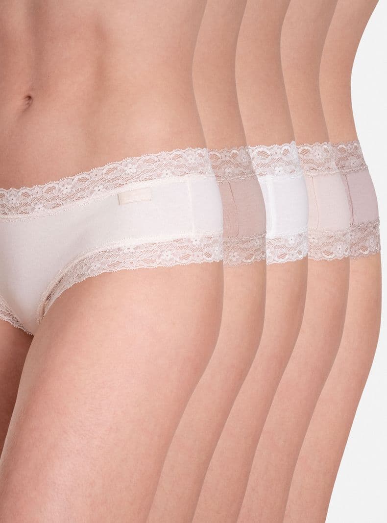 Pack 5 Culotte Algodon Encaje Beige L