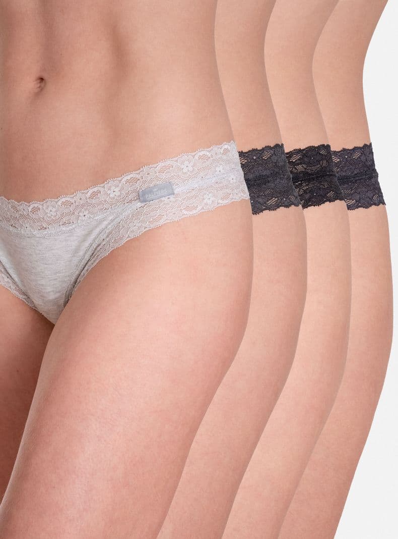 Pack 5 Mini Culotte Algodon Encaje Gris M