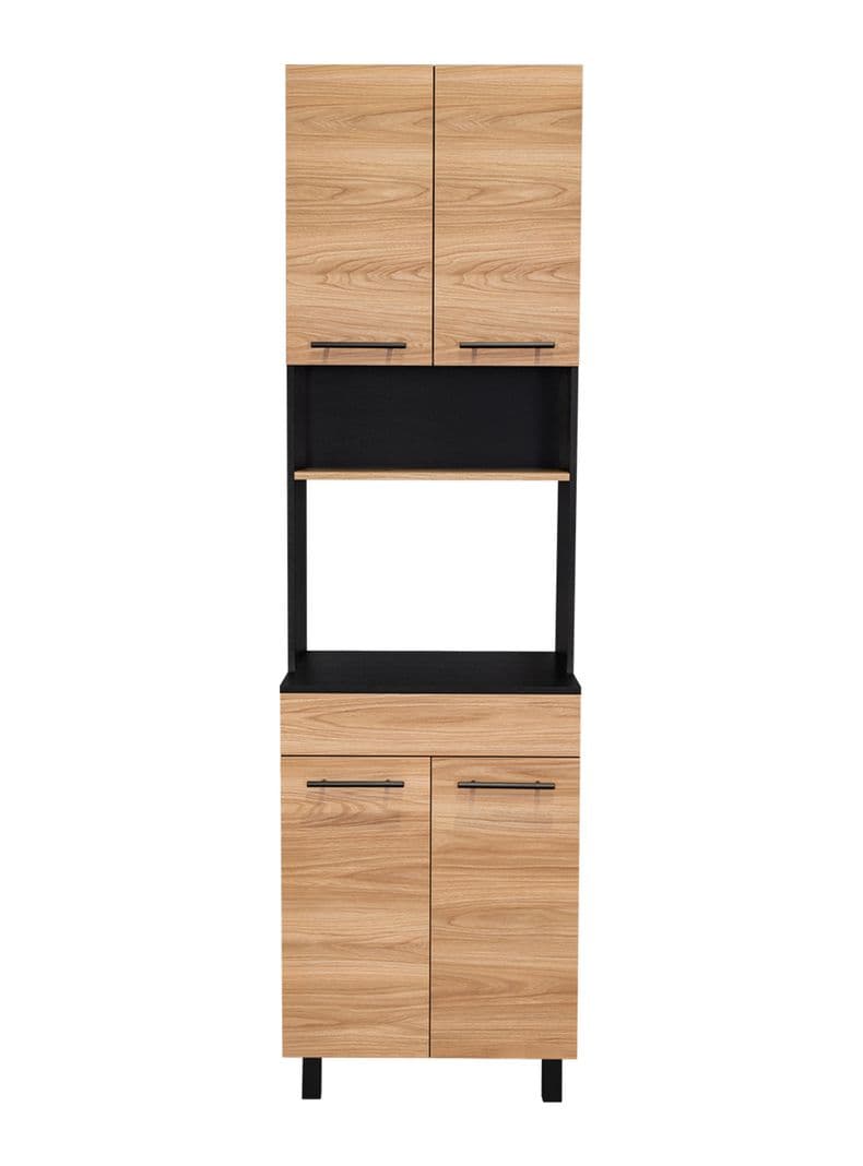 Mueble de Cocina para Microondas Luna Wengue y Fresno 210x60x49.1 cm Negro