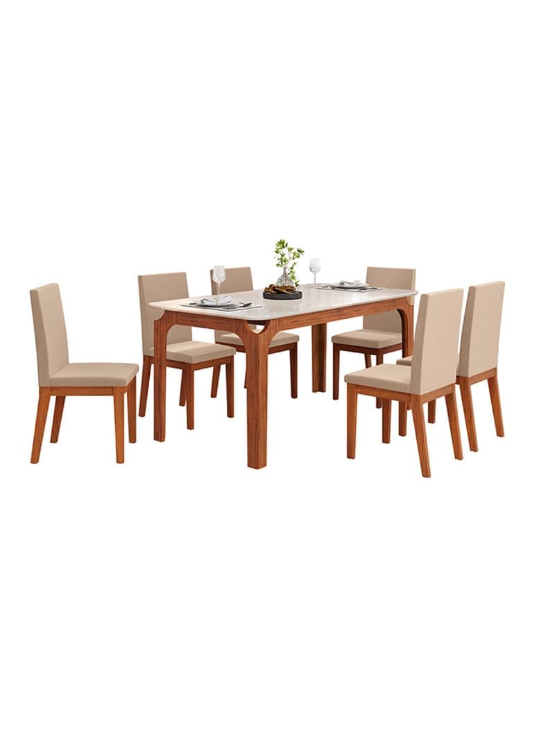 Juego de Comedor Marina Suzy + 6 Sillas Beige