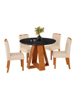 Juego de Comedor Celeste Julia + 4 Sillas Negro