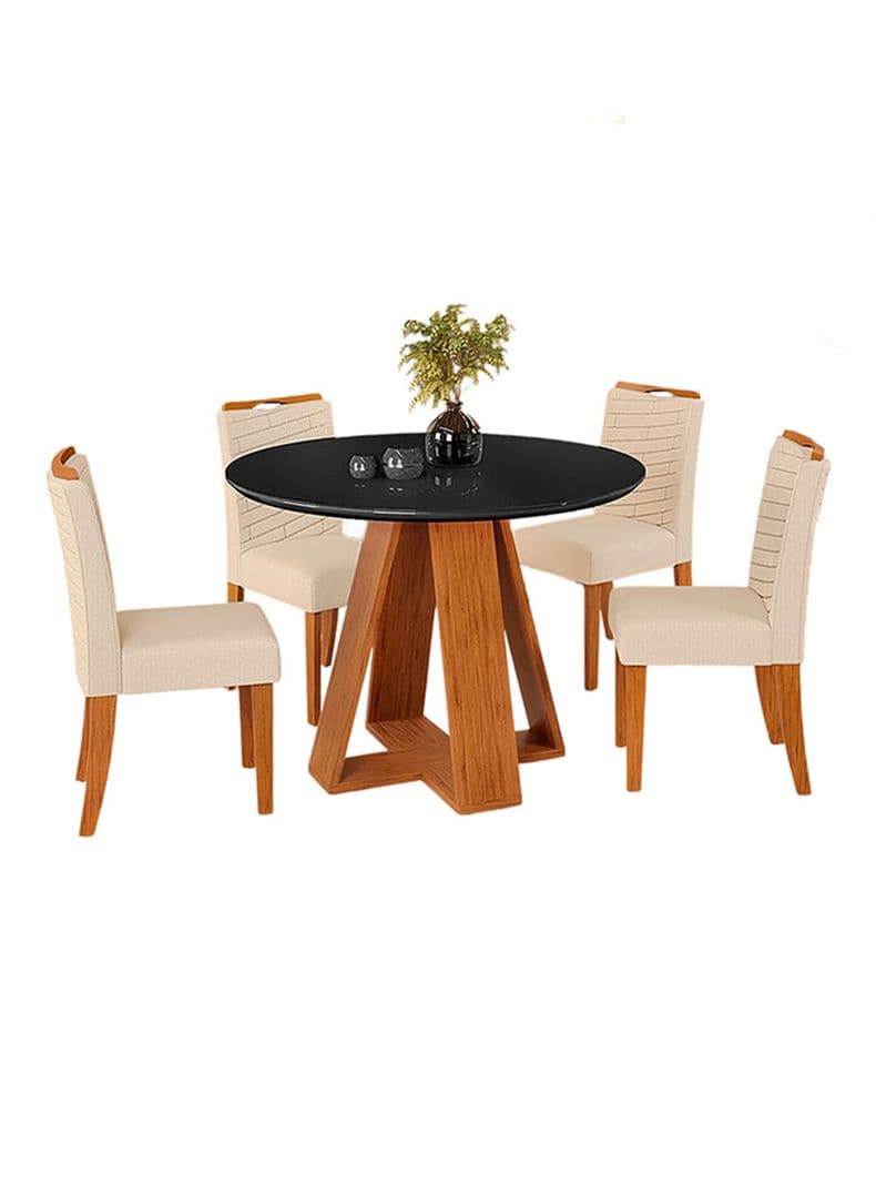 Juego de Comedor Celeste Julia + 4 Sillas Negro