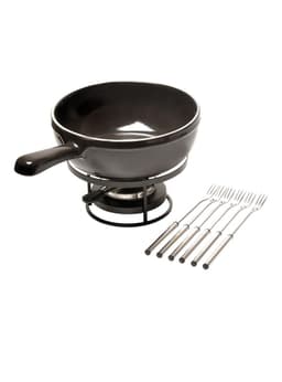 Fuente de Horno Fondue de Queso Gris Oscuro Ceramica 24.5 cm