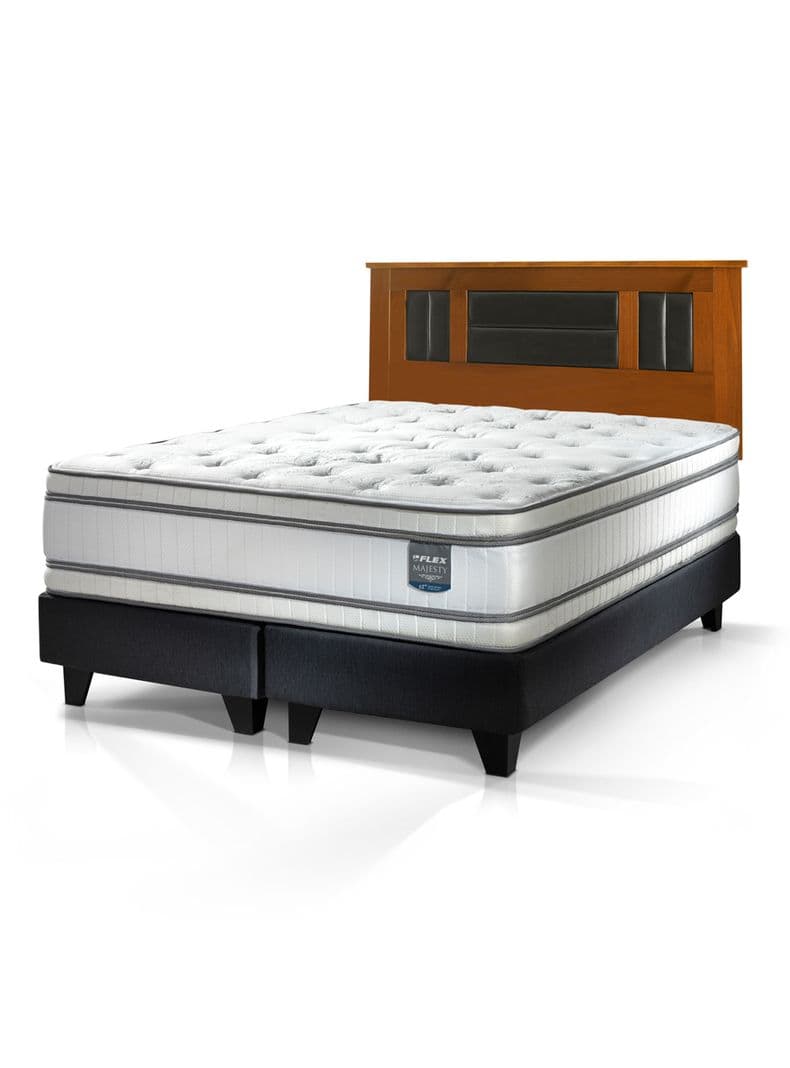 Cama Europea Majesty 2 Plazas + Respaldo Lorraine Gris Oscuro