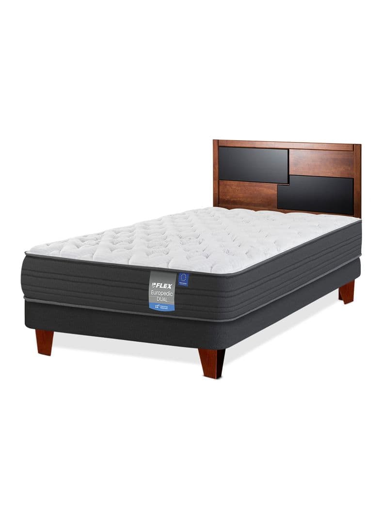 Cama Europea Europedic Dual 1.5 Plazas (105x200 cm) + Respaldo Colonia