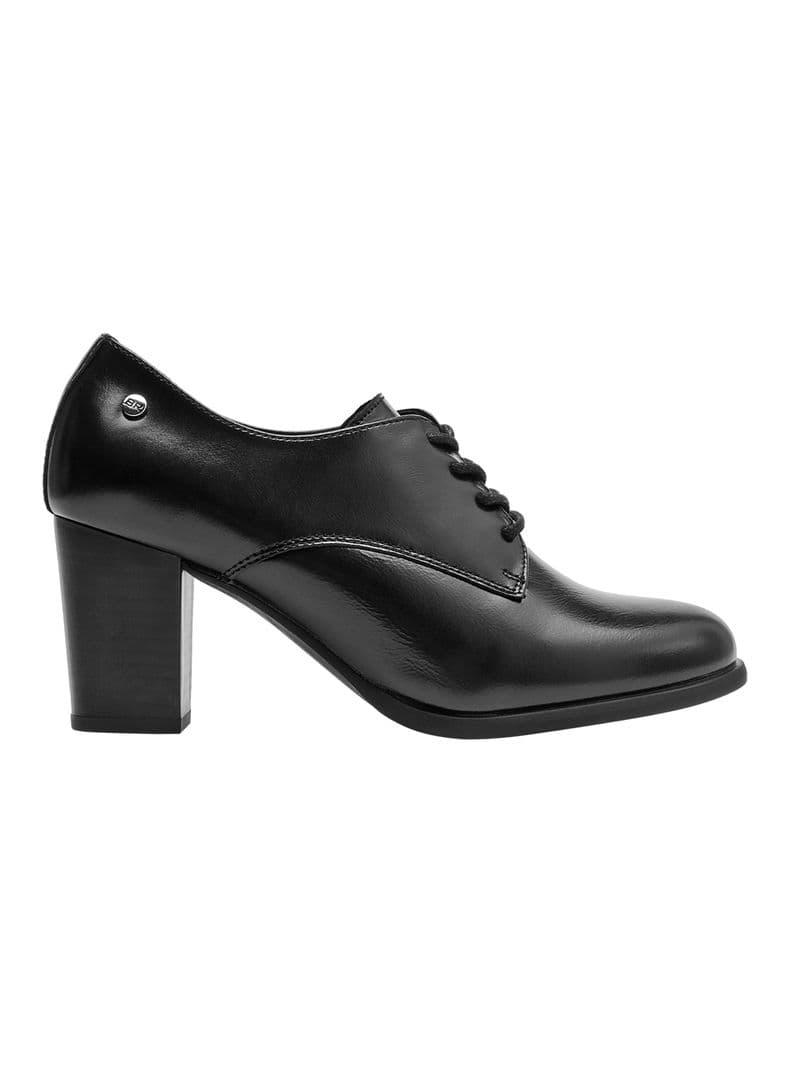 Zapato Casual Taco Alto Cuero Mujer Negro 40