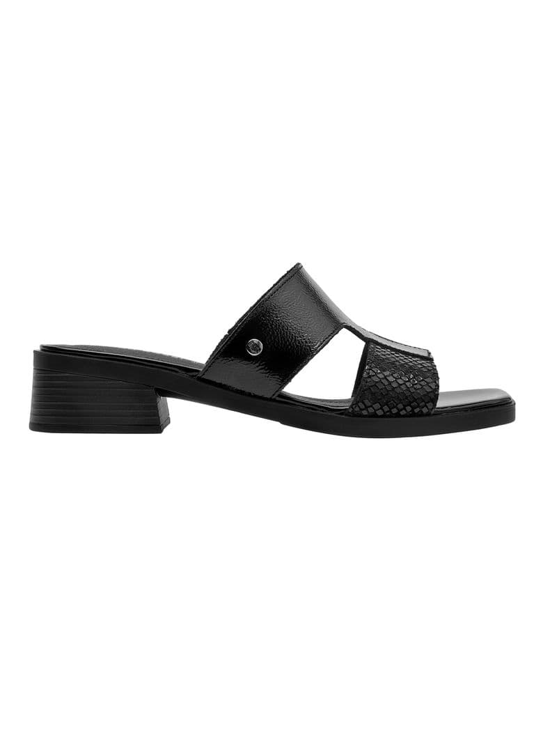 Sandalia Metida Taco Cuadrado BRM0409 Mujer Cuero Negro 36