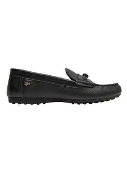 Mocasin de Cuero Casual Texturizado Mujer Negro 35