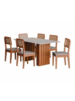 Juego Comedor Santiago 6 Sillas + Mesa Rectangular Blanco Natural