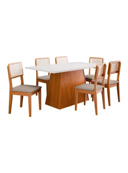 Juego de Comedor Trento 6 Sillas + Mesa Rectangular Blanco Natural