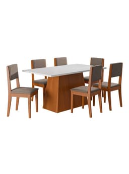 Juego de Comedor Trento 6 Sillas + Mesa Rectangular Blanco Natural