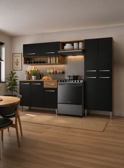 Kit Cocina Emilly Dark 9 Puertas 1 Cajon Negro
